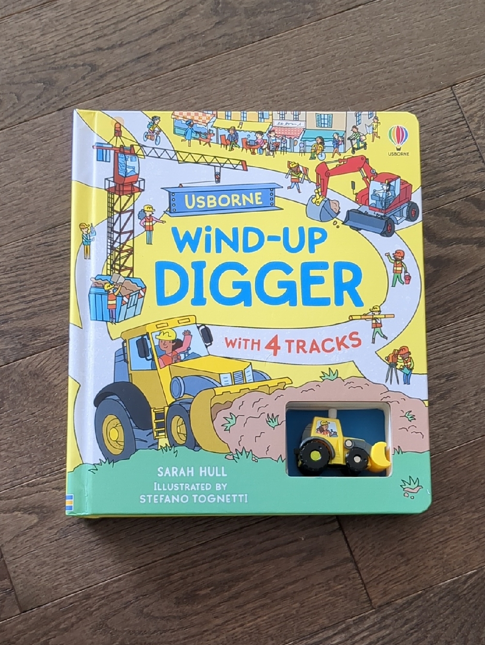 Wind-Up Digger Kids Toy Book With Working Bulldozer